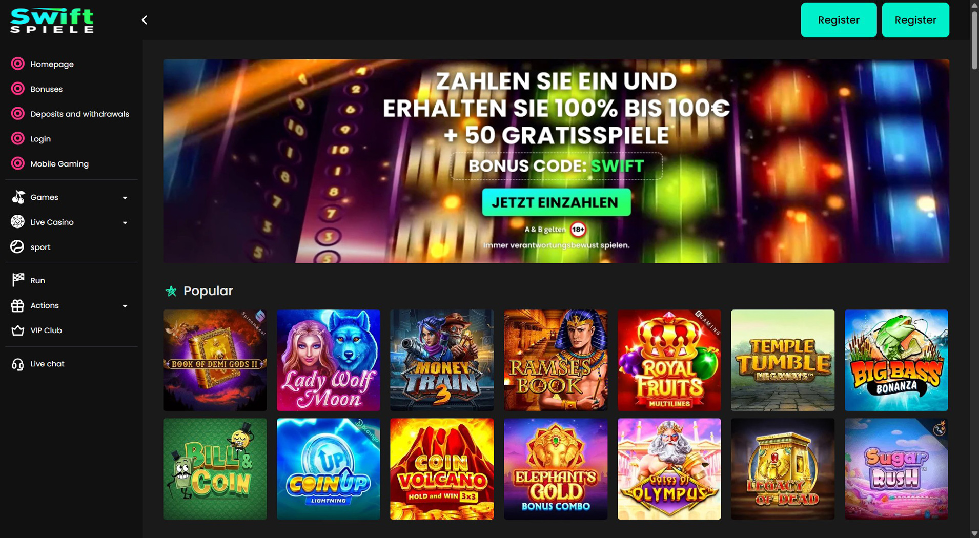 1. Swiftspiele – Beste Pay-and-Play-Casino-Auswahl